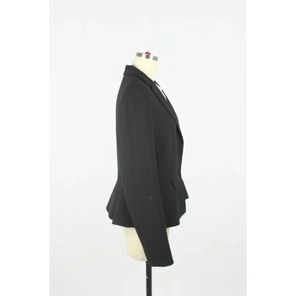 HOBBS LONDON Black 100% Wool Crepe Twill Peplum Blazer Jacket, Size 8 - Picture 3 of 5